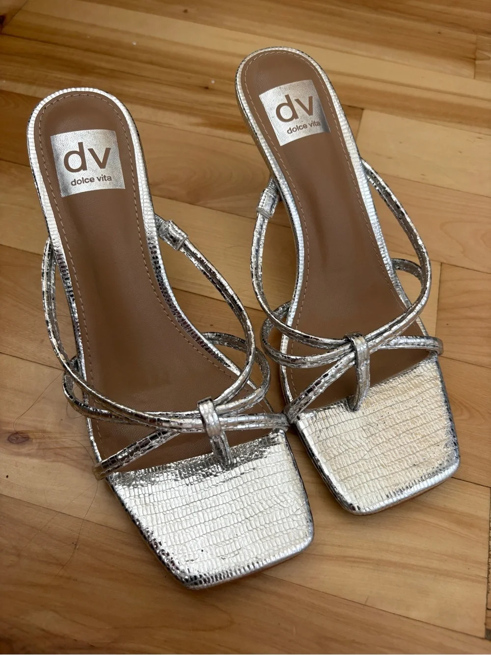 Silver dolce vita heels